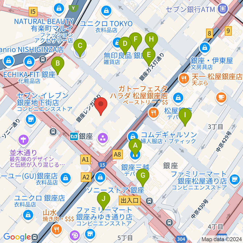 銀座十字屋ハープ＆フルートサロン周辺の駐車場・コインパーキング一覧地図