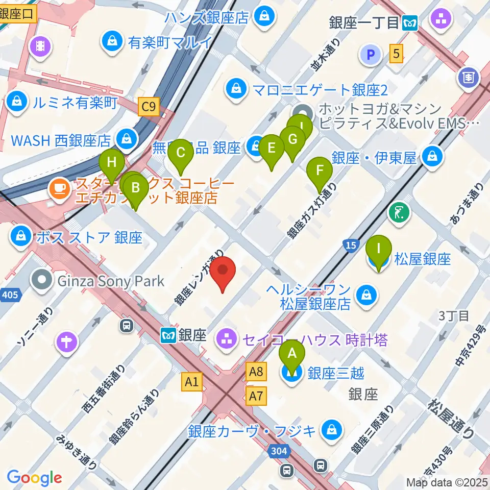 銀座十字屋ハープ＆フルートサロン周辺の駐車場・コインパーキング一覧地図