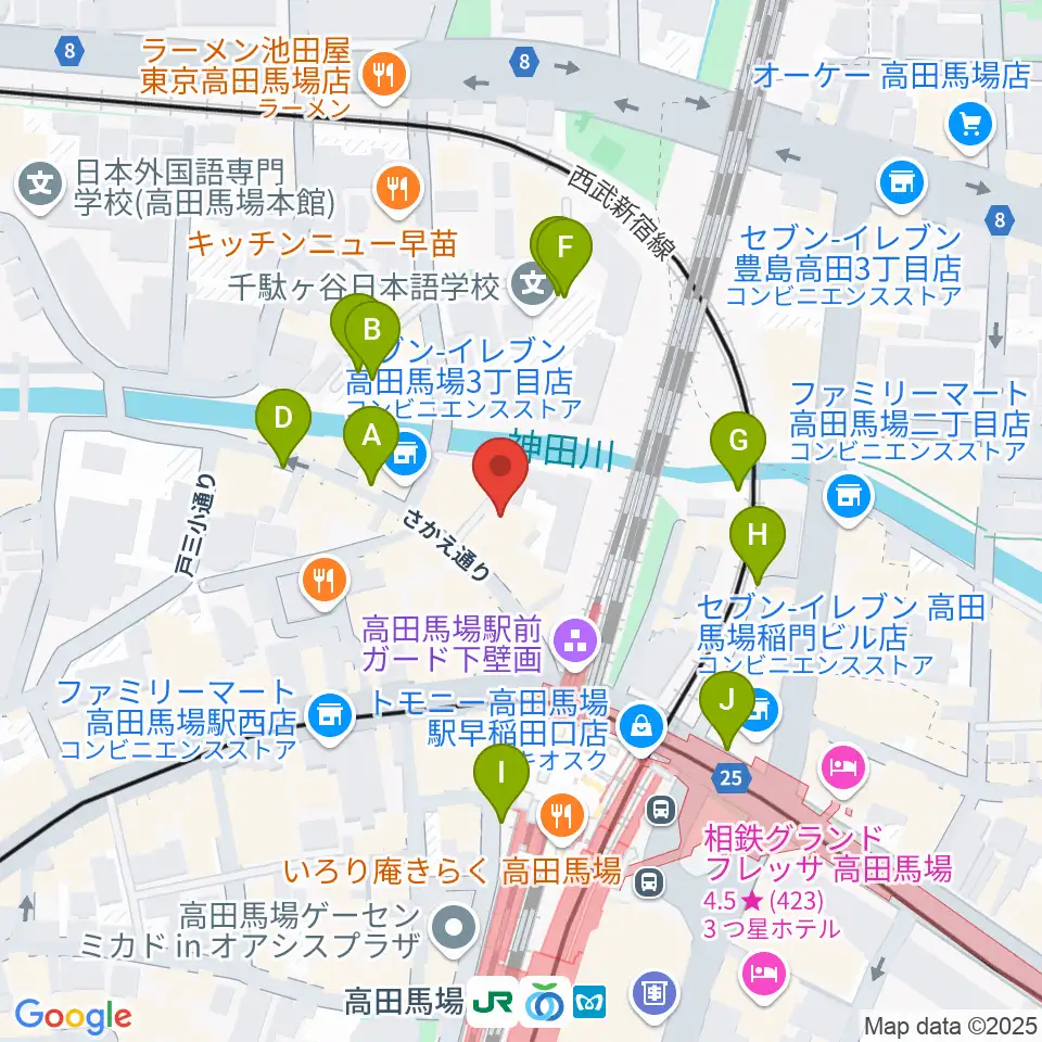 ペペタスギター教室 高田馬場教室周辺の駐車場・コインパーキング一覧地図
