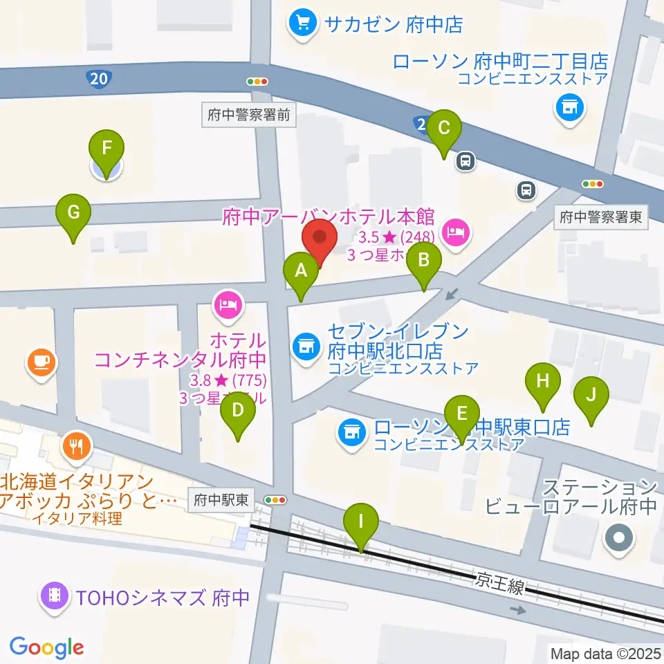 東京府中ギター教室周辺の駐車場・コインパーキング一覧地図