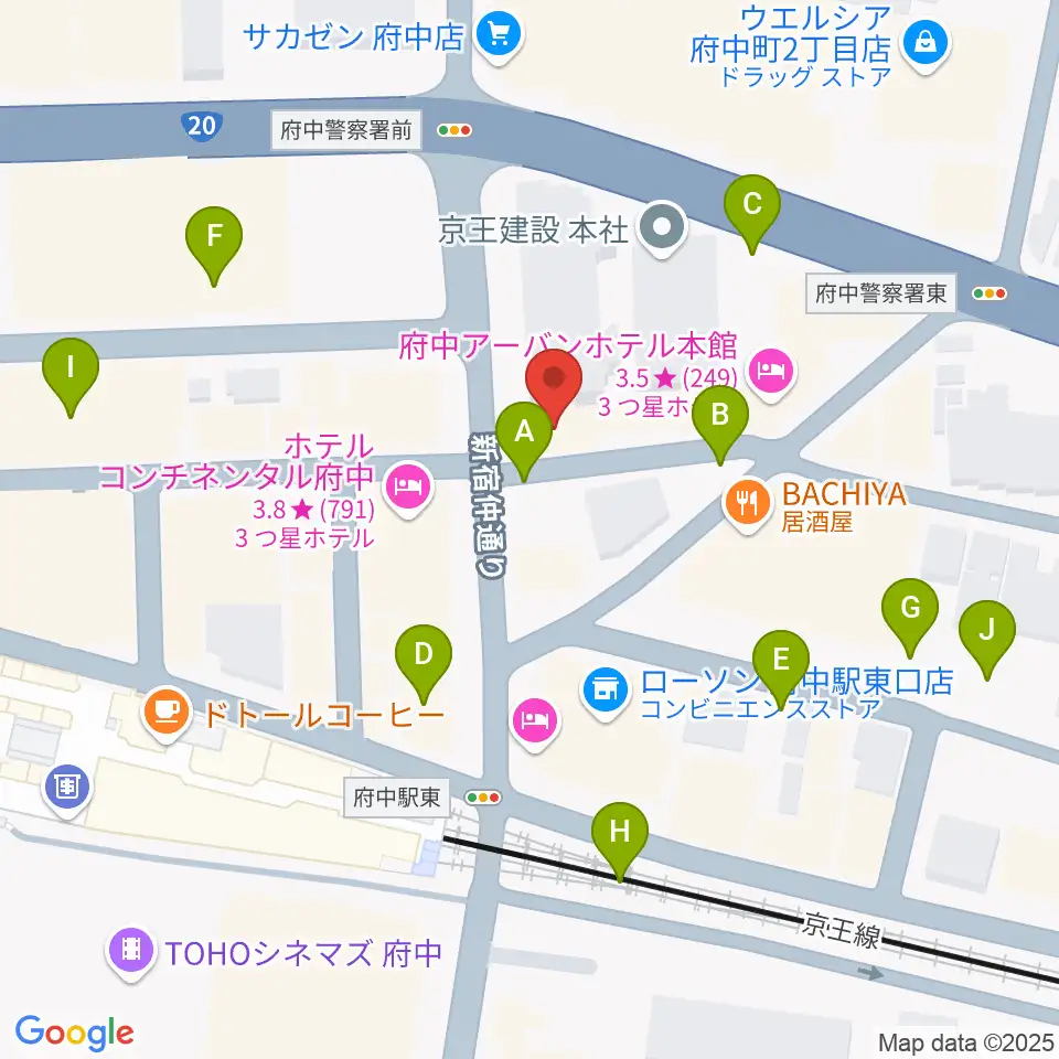 東京府中ギター教室周辺の駐車場・コインパーキング一覧地図