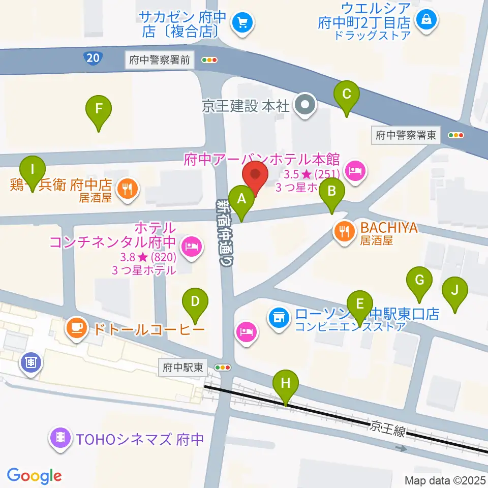 東京府中ギター教室周辺の駐車場・コインパーキング一覧地図