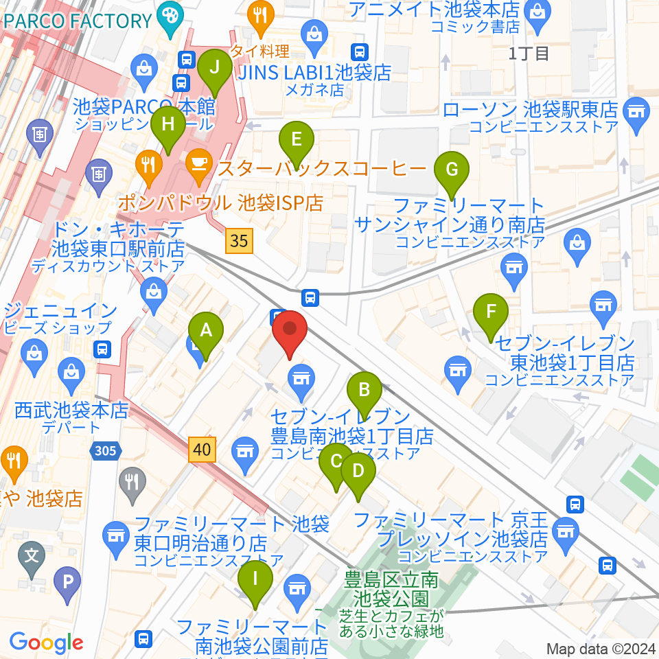 IMC池袋音楽学院周辺の駐車場・コインパーキング一覧地図