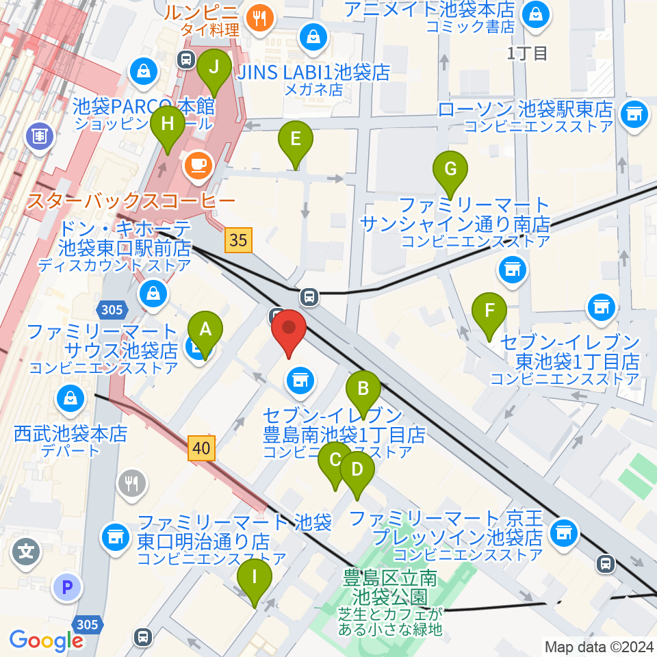 IMC池袋音楽学院周辺の駐車場・コインパーキング一覧地図