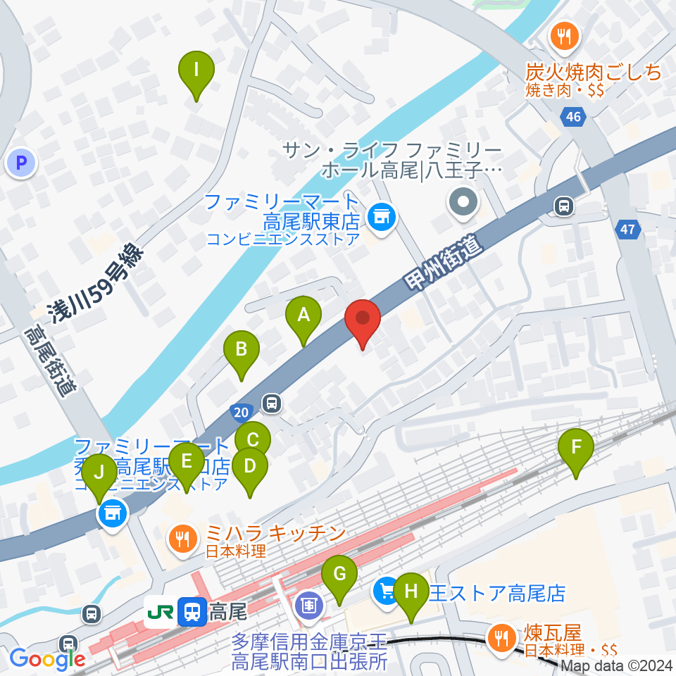 高尾みどり館 音楽教室周辺の駐車場・コインパーキング一覧地図