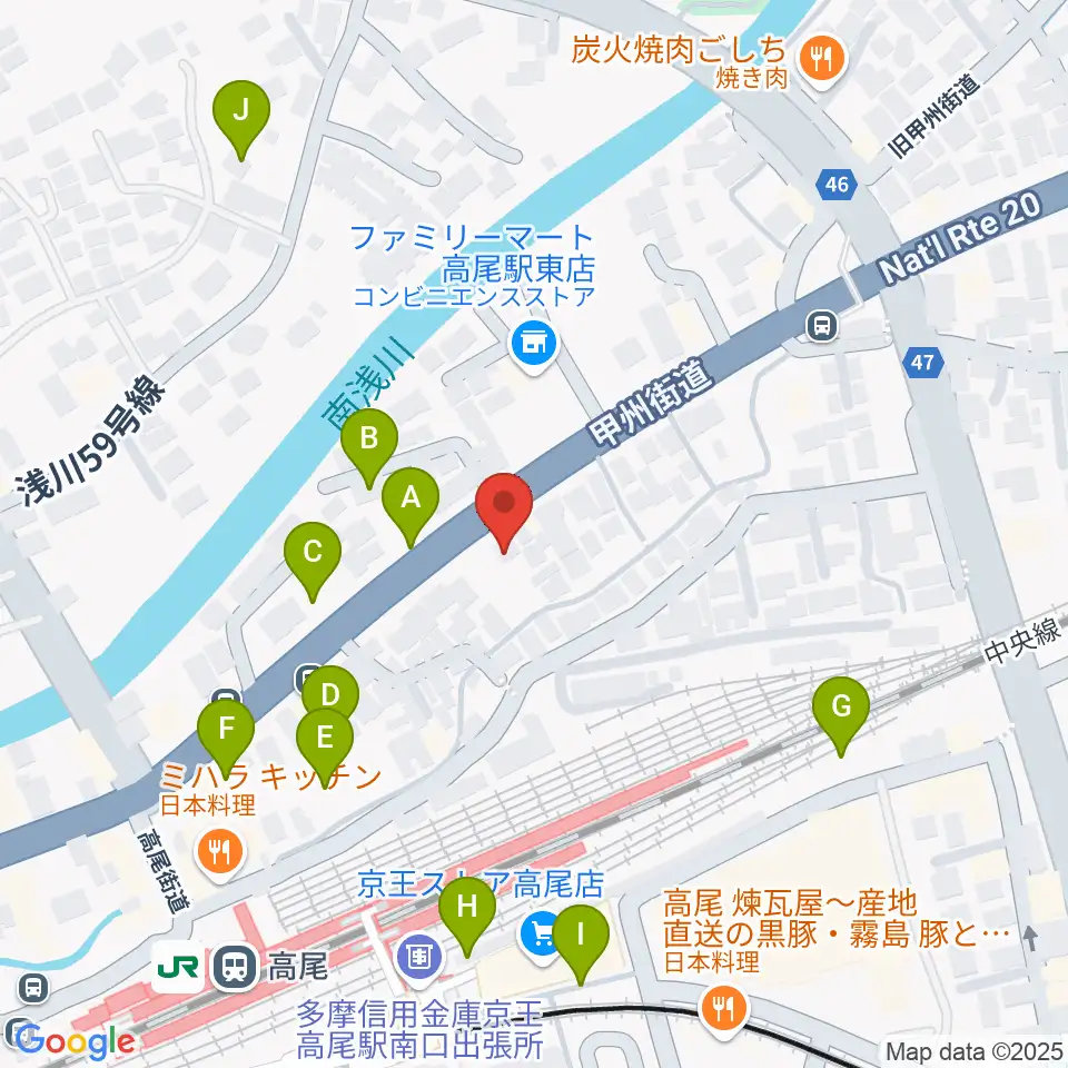 高尾みどり館 音楽教室周辺の駐車場・コインパーキング一覧地図
