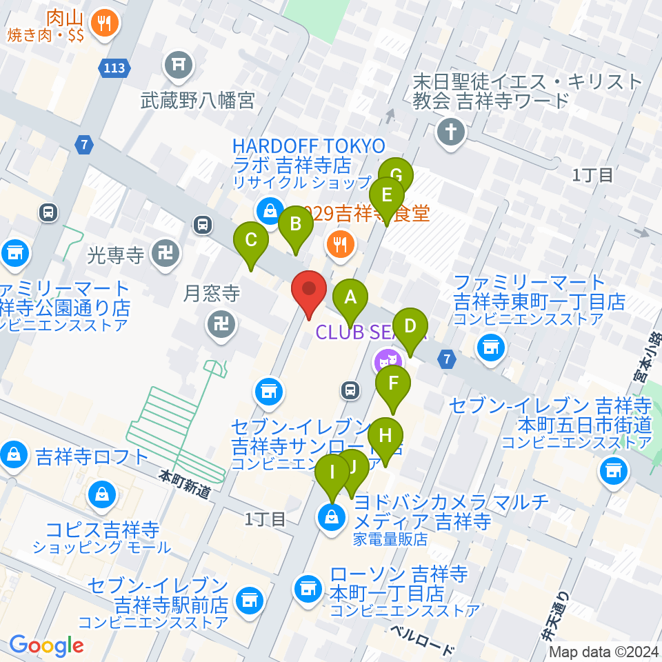 丸石楽器店周辺の駐車場・コインパーキング一覧地図