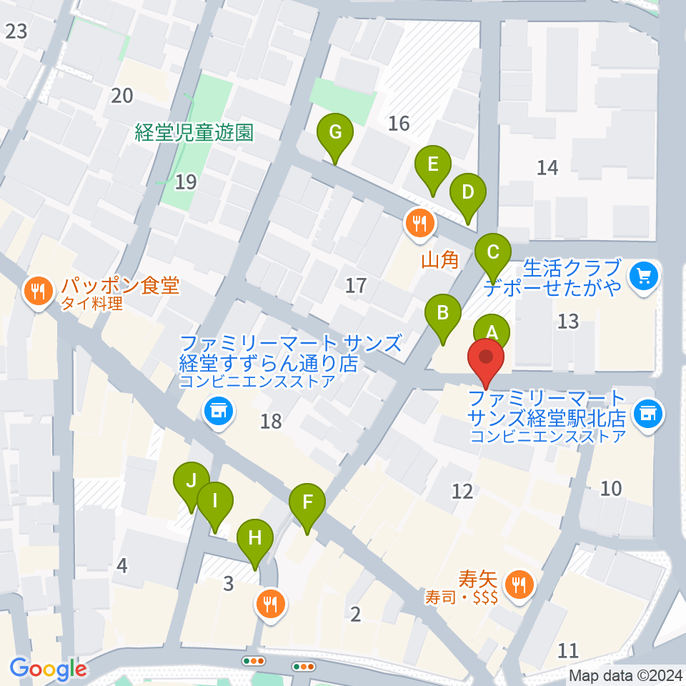 三味線亀屋邦楽器周辺の駐車場・コインパーキング一覧地図