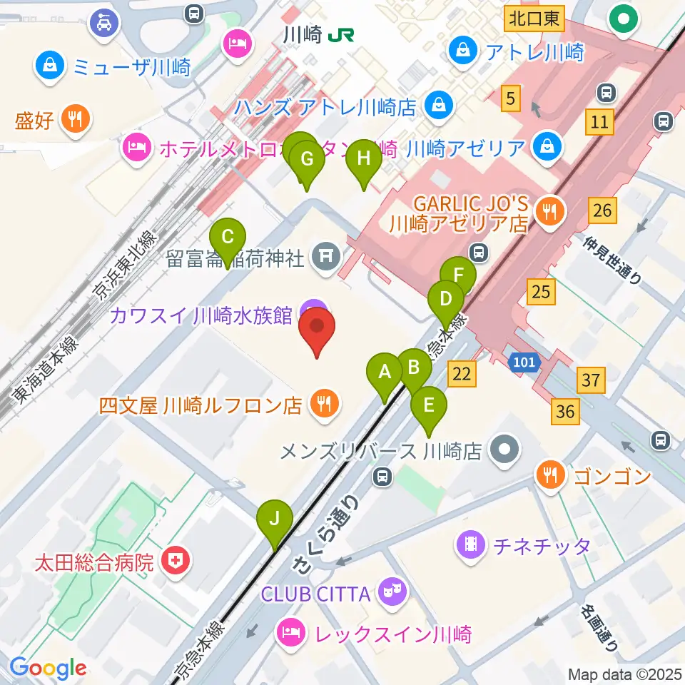 島村楽器 川崎ルフロン店周辺の駐車場・コインパーキング一覧地図