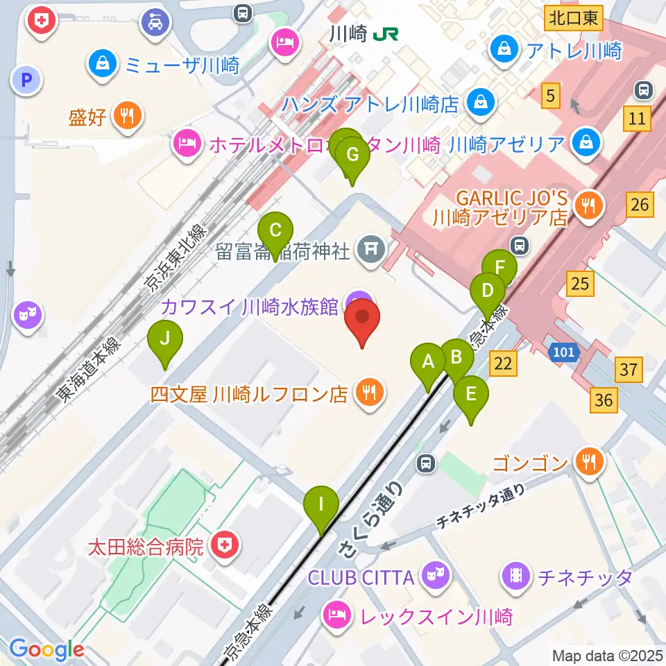 島村楽器 川崎ルフロン店周辺の駐車場・コインパーキング一覧地図
