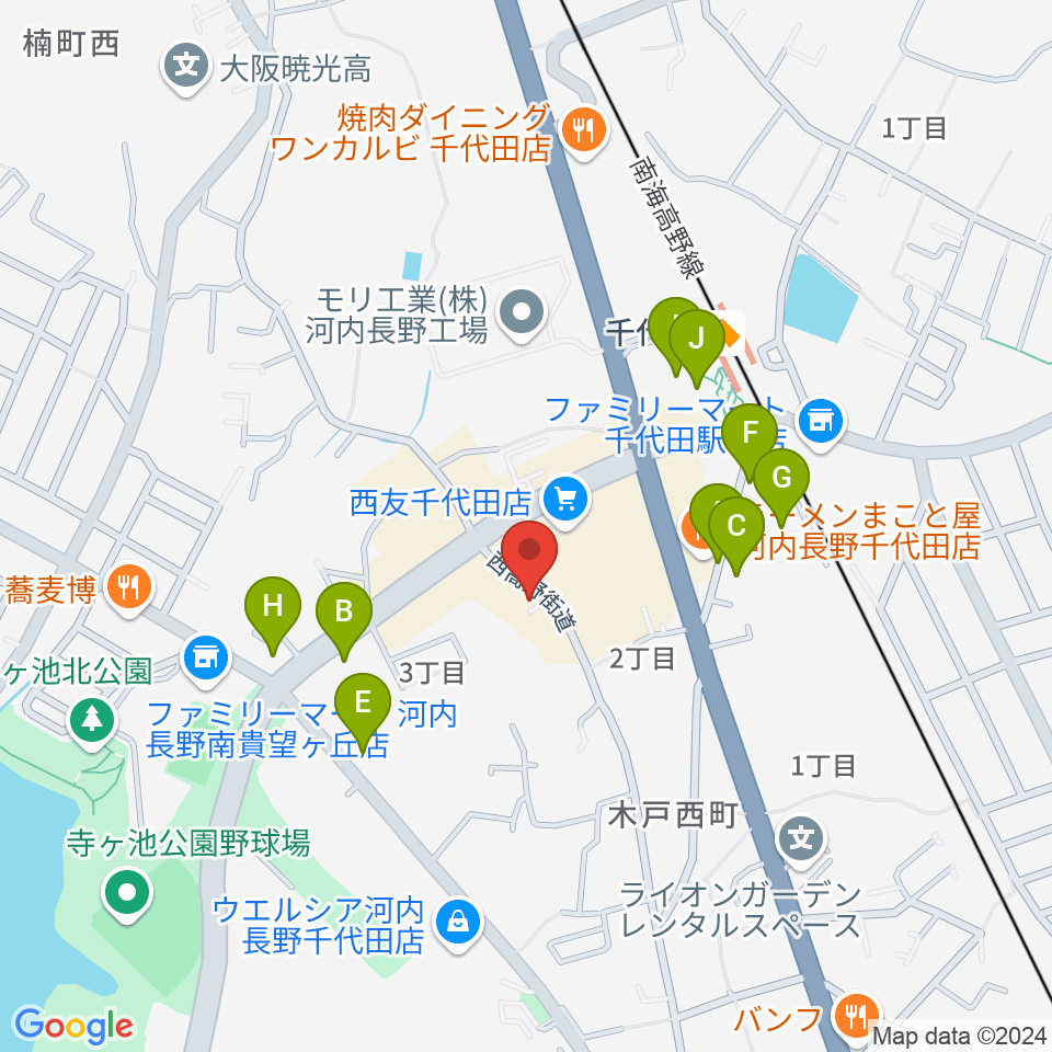 ニシバタ楽器 千代田本店周辺の駐車場・コインパーキング一覧地図