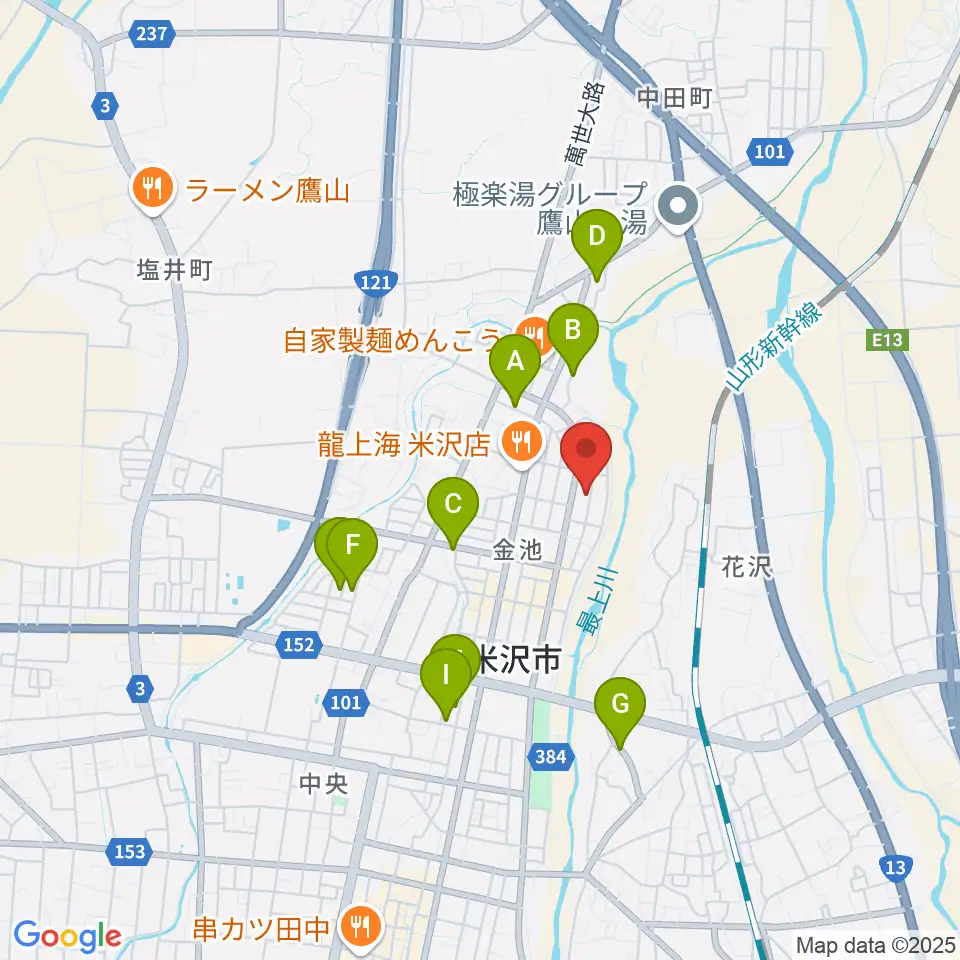 音楽アズム舘 米沢店周辺の駐車場・コインパーキング一覧地図