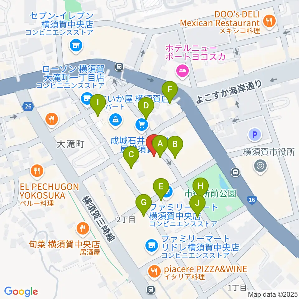 オクターヴ 横須賀中央センター周辺の駐車場・コインパーキング一覧地図