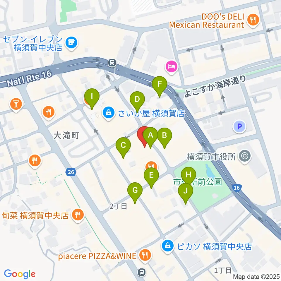 オクターヴ 横須賀中央センター周辺の駐車場・コインパーキング一覧地図