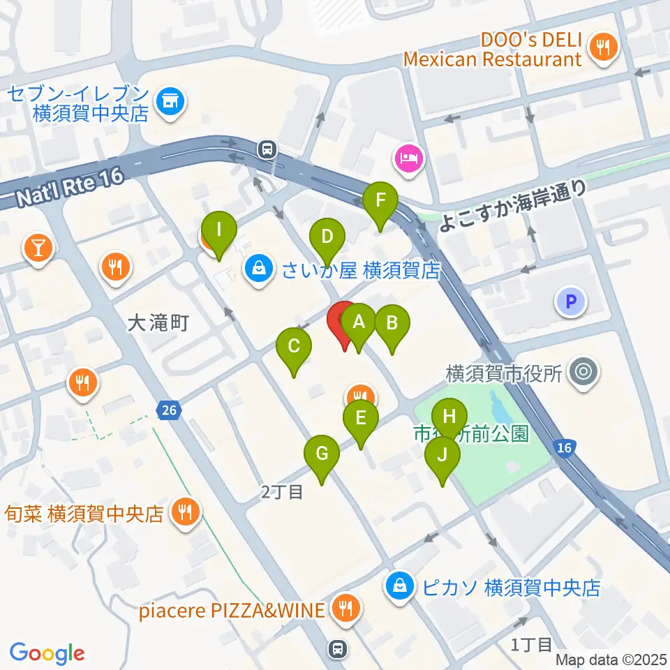 オクターヴ 横須賀中央センター周辺の駐車場・コインパーキング一覧地図