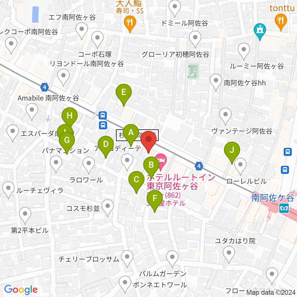 あさがやドラム周辺の駐車場・コインパーキング一覧地図