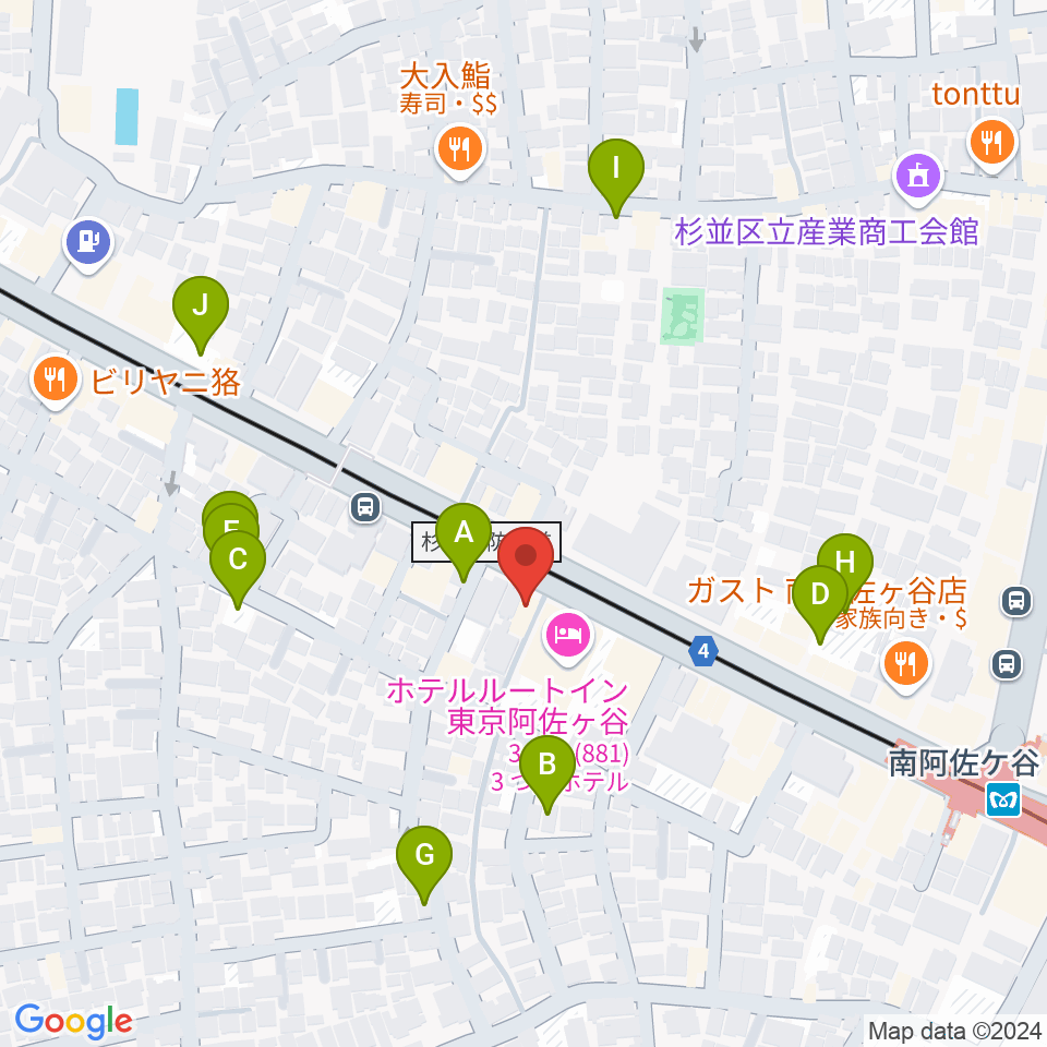 あさがやドラム周辺の駐車場・コインパーキング一覧地図