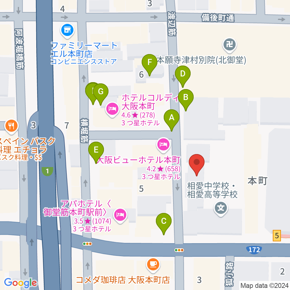 相愛大学附属音楽教室周辺の駐車場・コインパーキング一覧地図