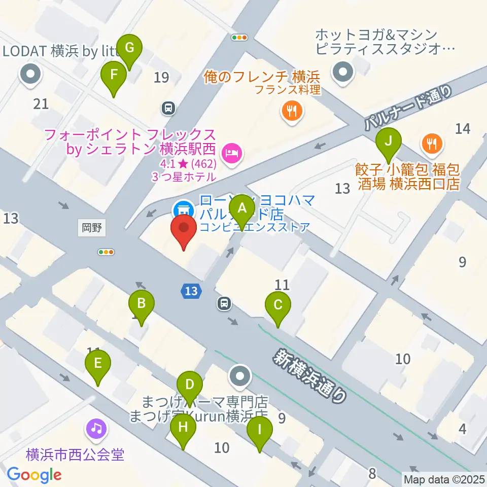 横浜ギタースクール周辺の駐車場・コインパーキング一覧地図