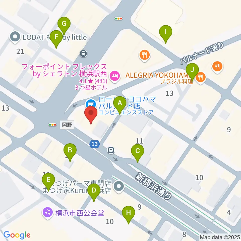 横浜ギタースクール周辺の駐車場・コインパーキング一覧地図
