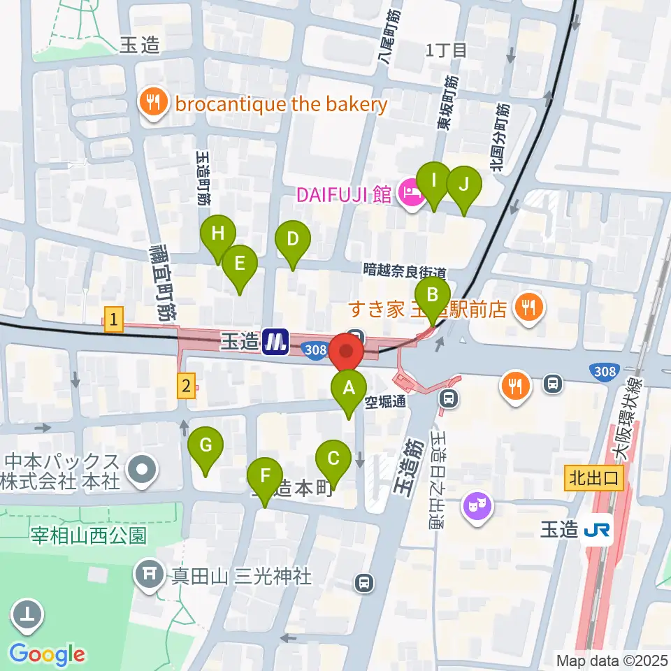 玉造音楽教室周辺の駐車場・コインパーキング一覧地図