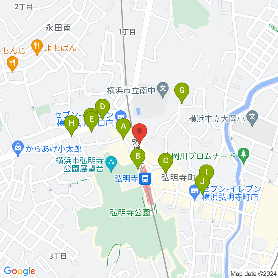 弘明寺音楽院周辺の駐車場・コインパーキング一覧地図
