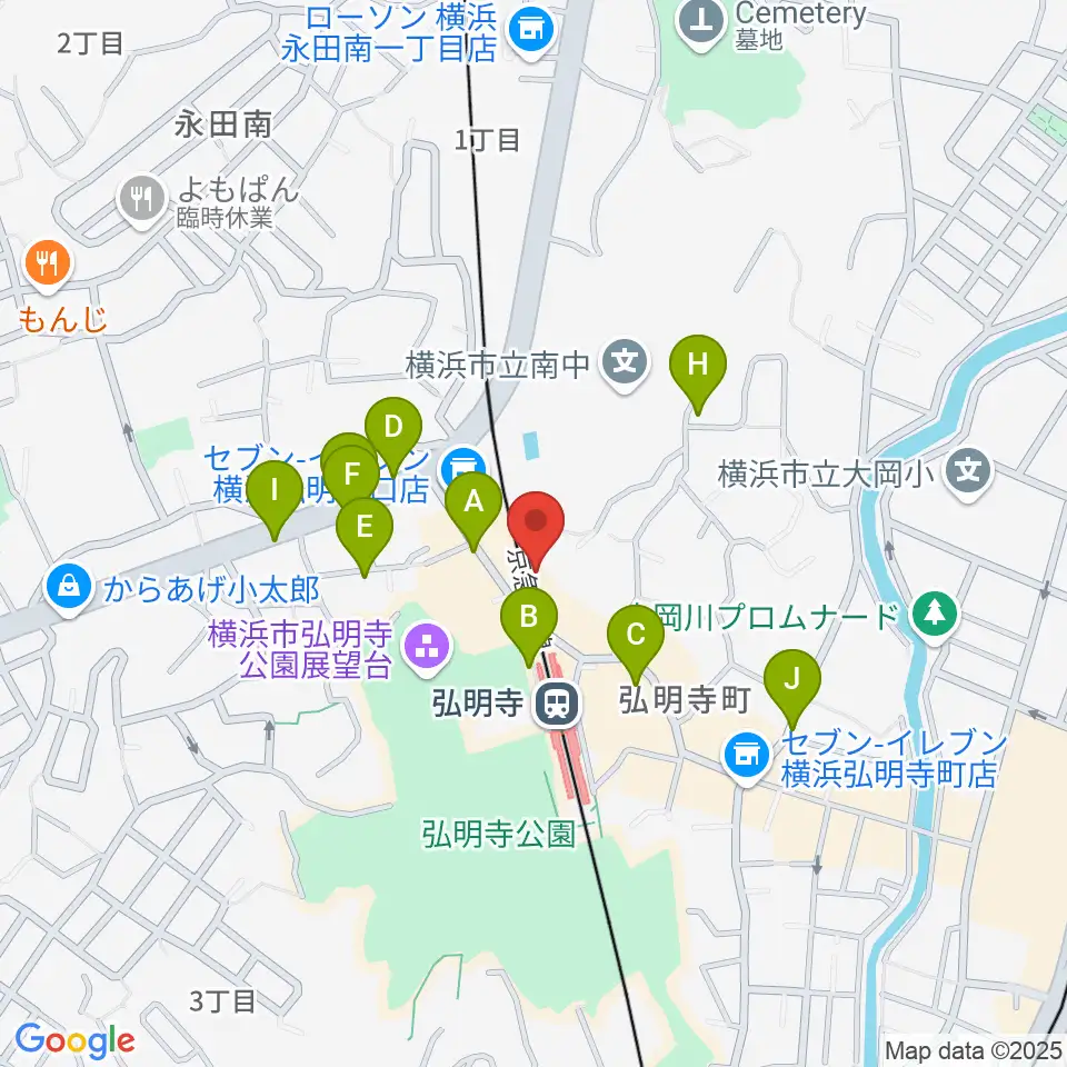 弘明寺音楽院周辺の駐車場・コインパーキング一覧地図