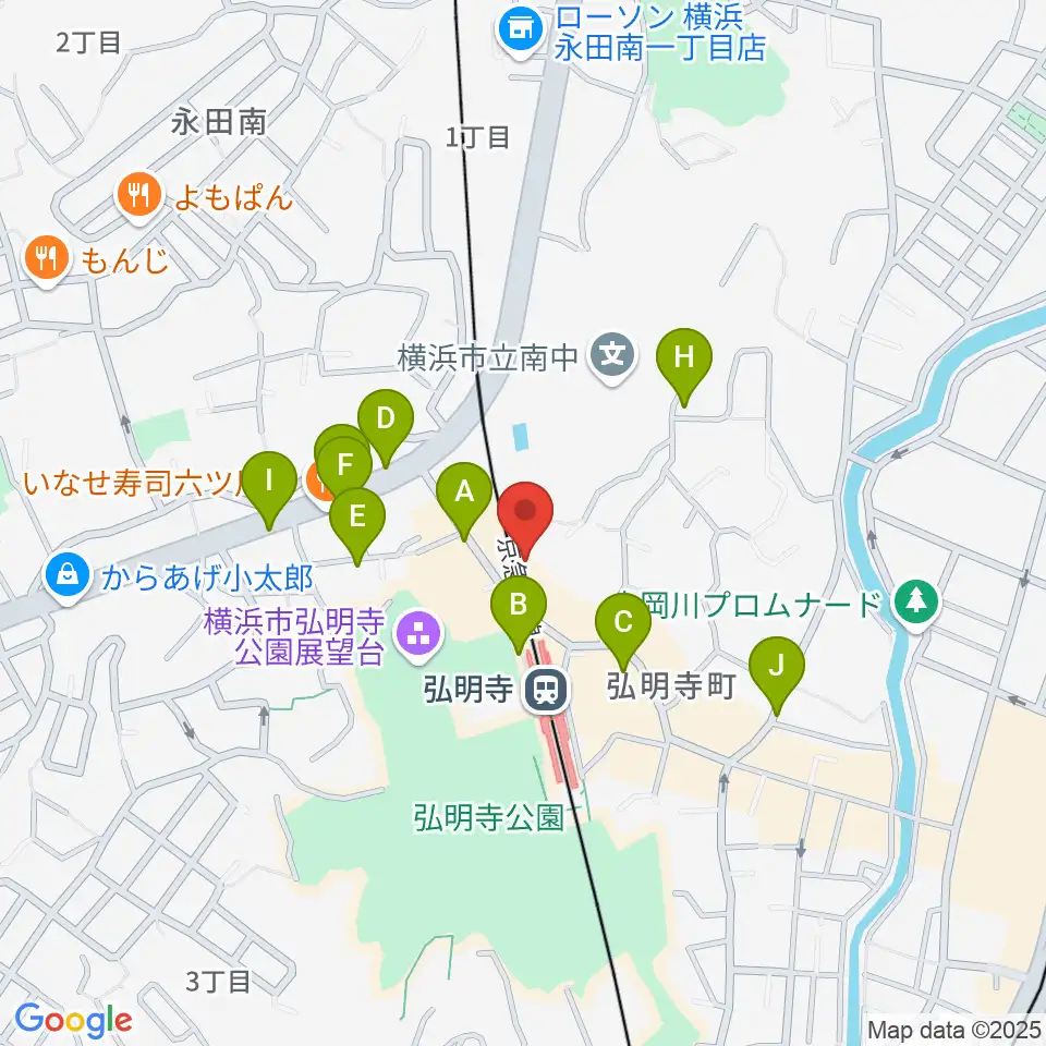 弘明寺音楽院周辺の駐車場・コインパーキング一覧地図