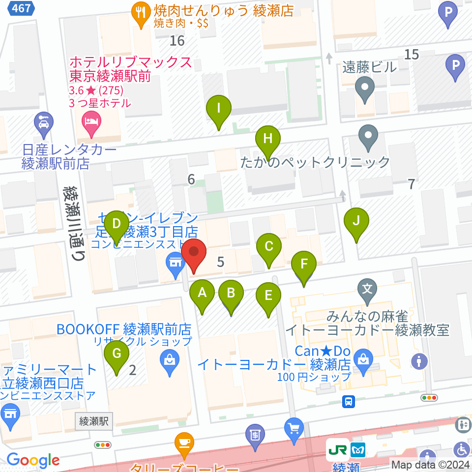 スタジオレッド綾瀬店周辺の駐車場・コインパーキング一覧地図