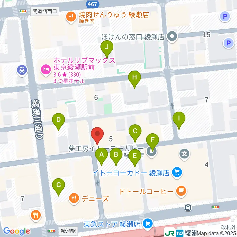 スタジオレッド綾瀬店周辺の駐車場・コインパーキング一覧地図