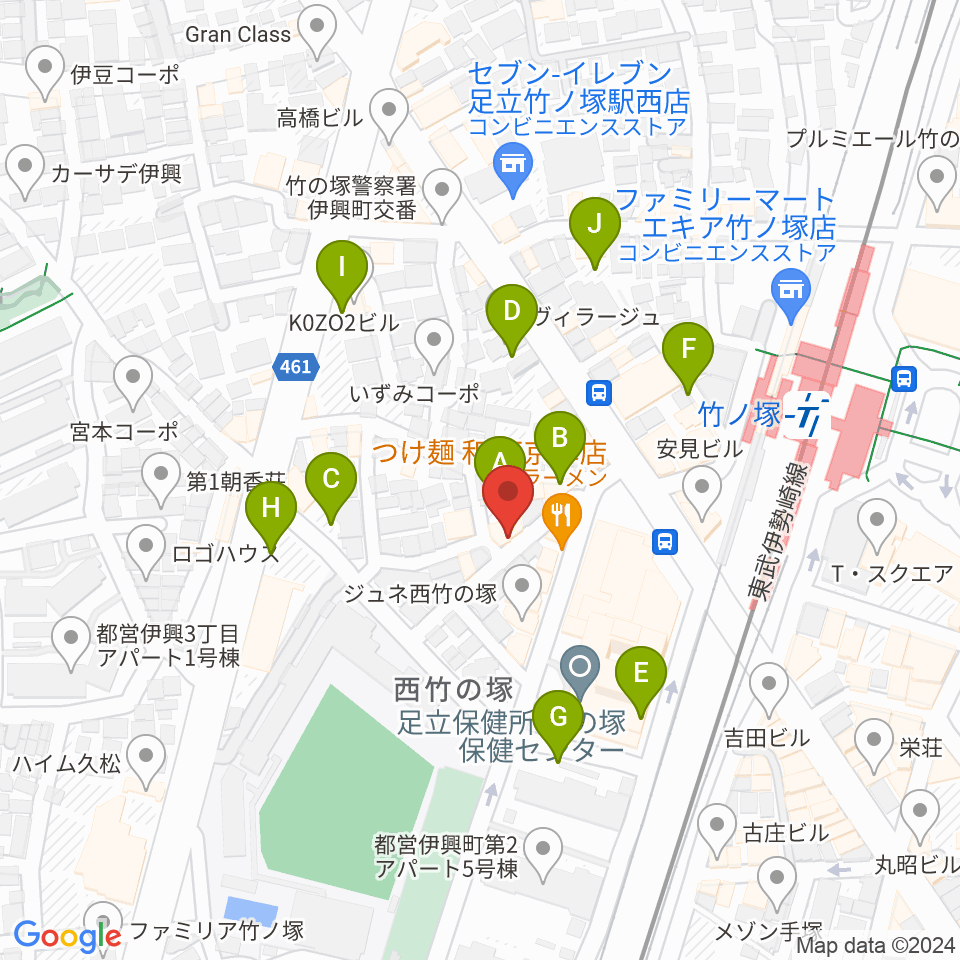 竹ノ塚STUDIO ICC周辺の駐車場・コインパーキング一覧地図