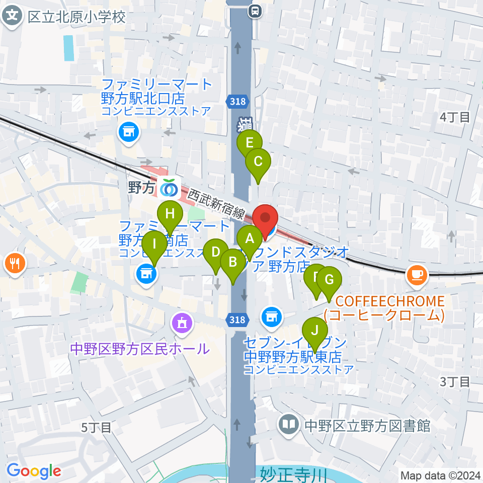 サウンドスタジオノア 野方店周辺の駐車場・コインパーキング一覧地図