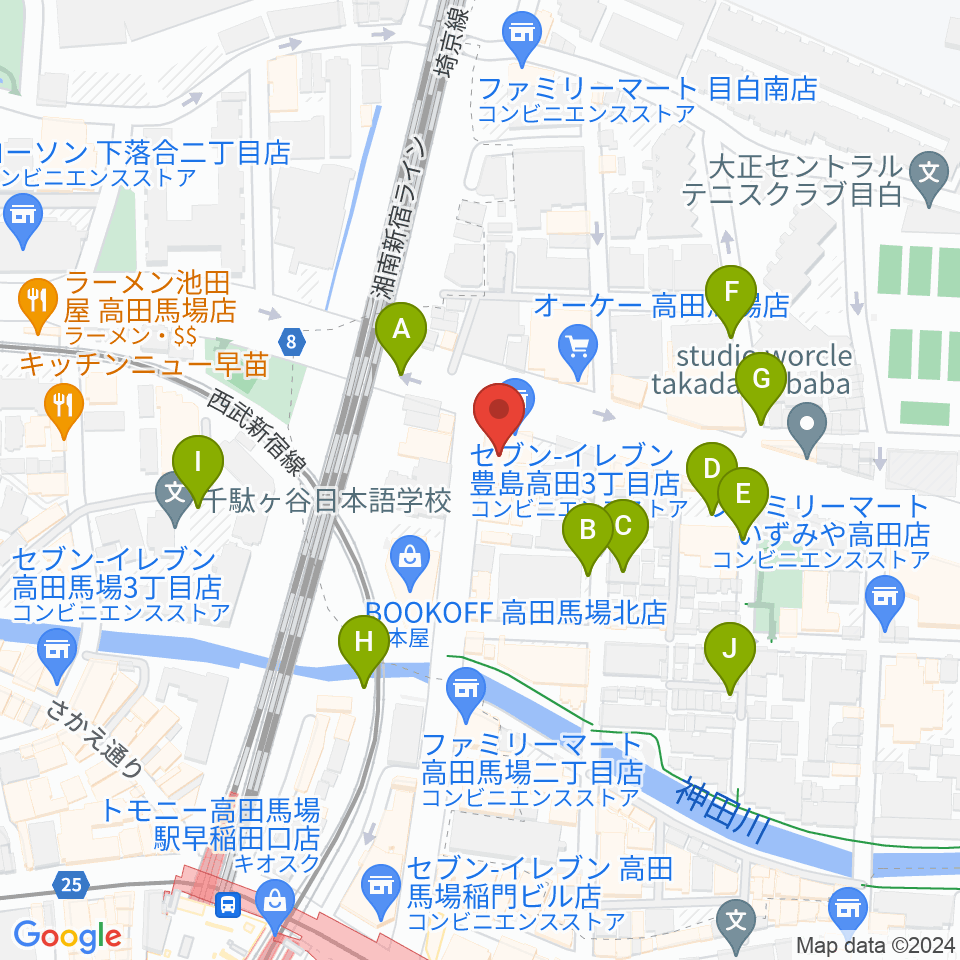 サウンドスタジオノア 高田馬場店周辺の駐車場・コインパーキング一覧地図