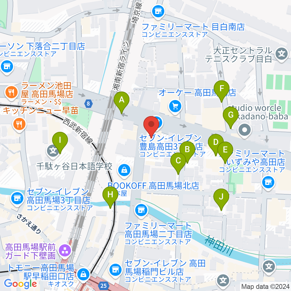 サウンドスタジオノア 高田馬場店周辺の駐車場・コインパーキング一覧地図