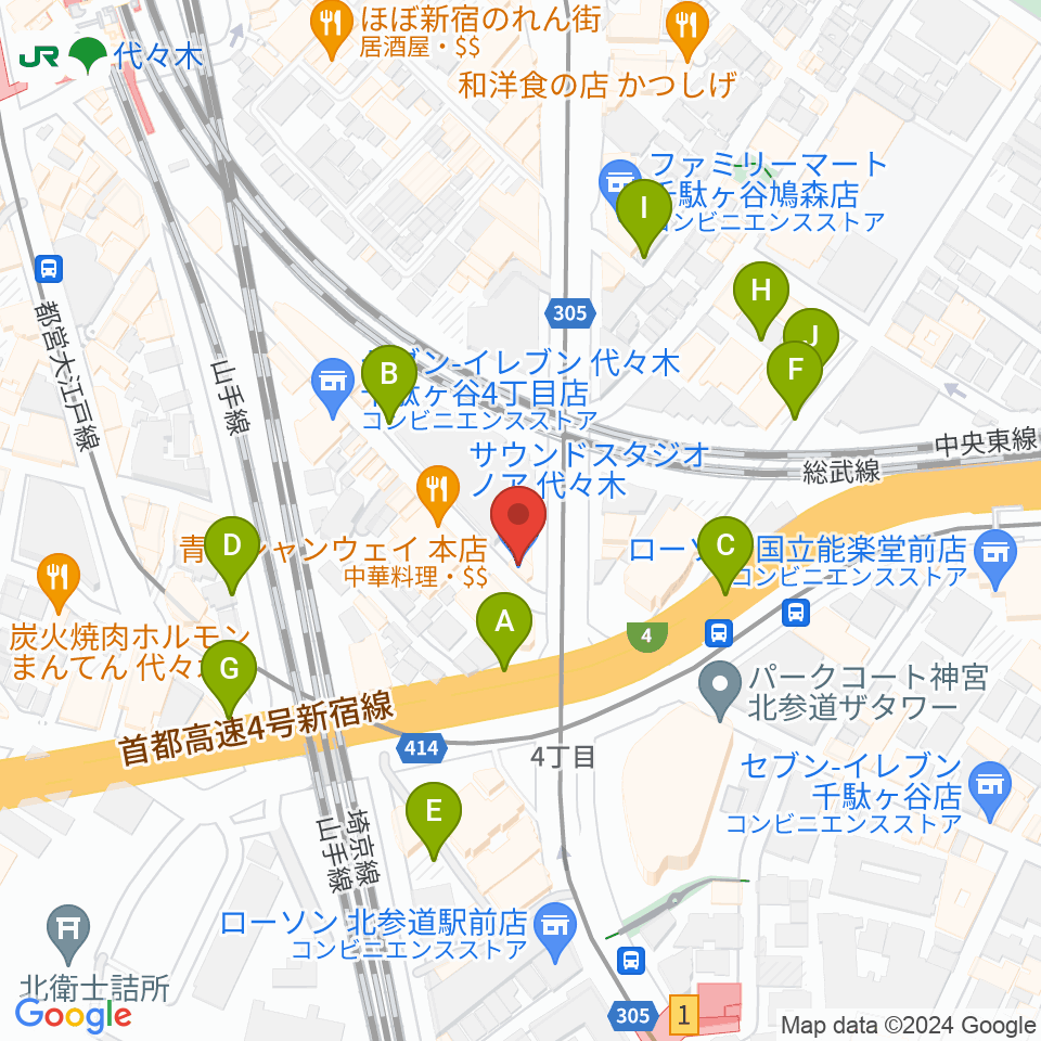 サウンドスタジオノア 代々木店周辺の駐車場・コインパーキング一覧地図