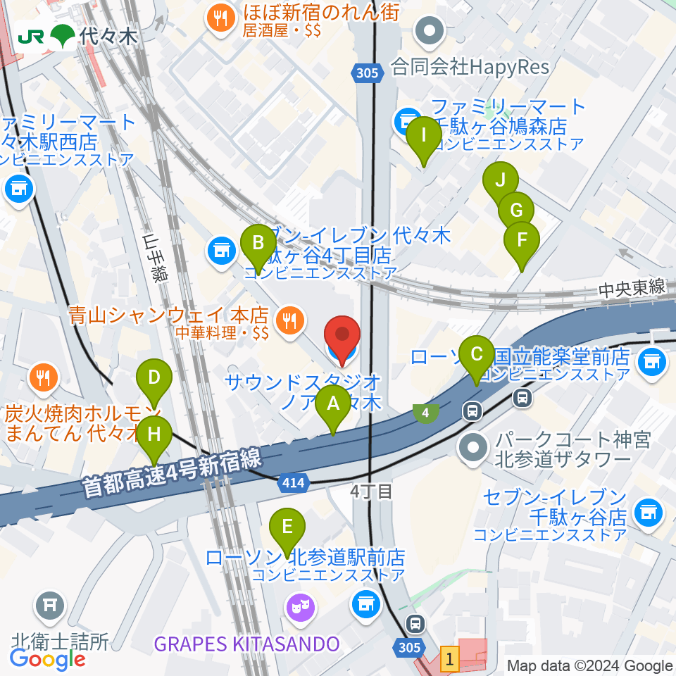 サウンドスタジオノア 代々木店周辺の駐車場・コインパーキング一覧地図