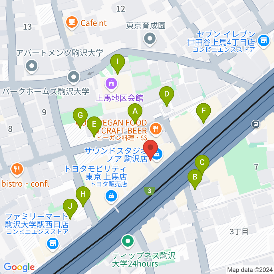 サウンドスタジオノア駒沢店周辺の駐車場・コインパーキング一覧地図