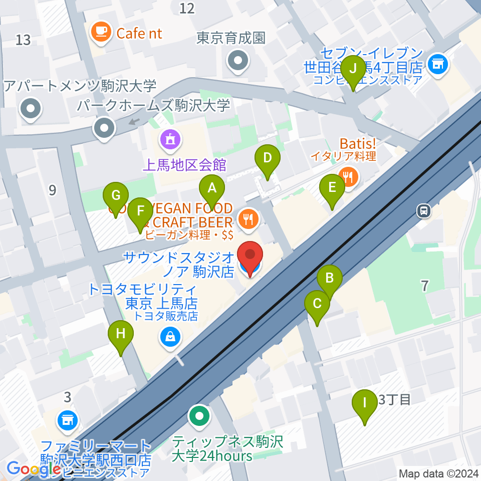 サウンドスタジオノア駒沢店周辺の駐車場・コインパーキング一覧地図