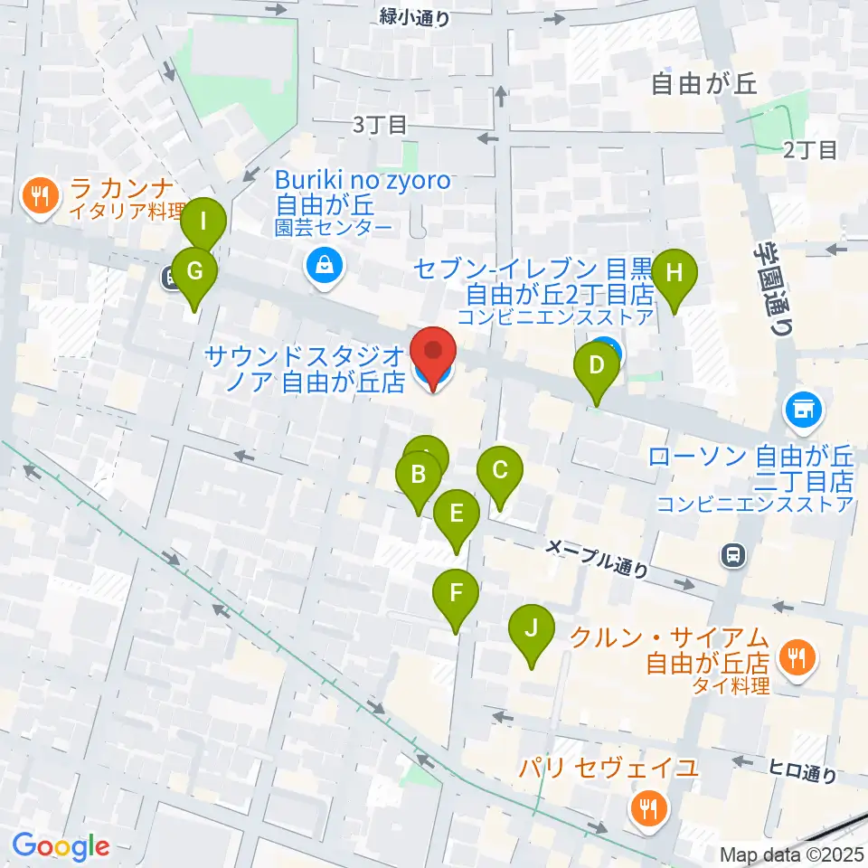 サウンドスタジオノア 自由が丘店周辺の駐車場・コインパーキング一覧地図