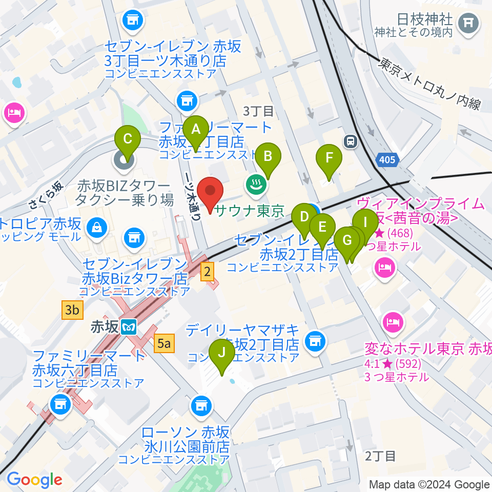 サウンドスタジオノア 赤坂店周辺の駐車場・コインパーキング一覧地図