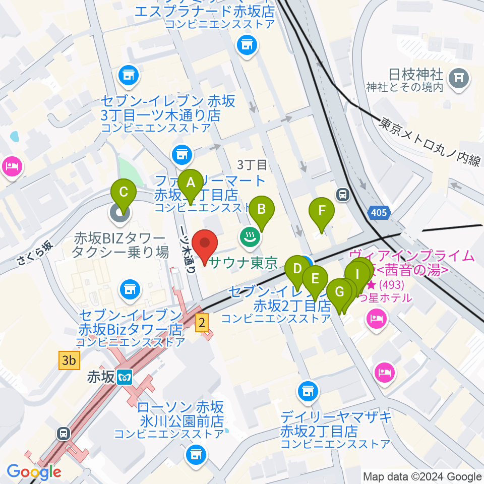 サウンドスタジオノア 赤坂店周辺の駐車場・コインパーキング一覧地図