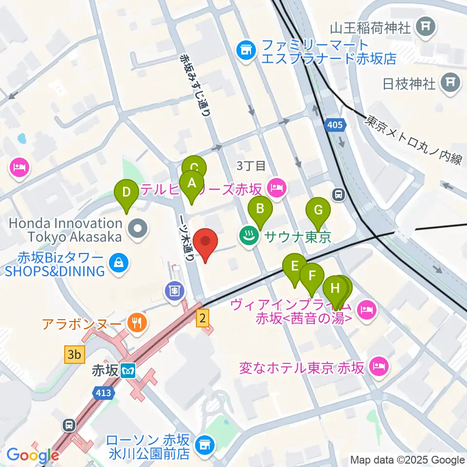 サウンドスタジオノア 赤坂店周辺の駐車場・コインパーキング一覧地図