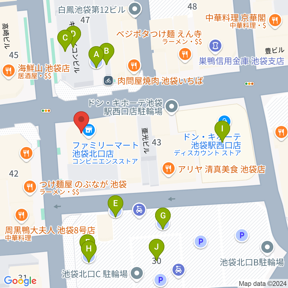 ゲートウェイスタジオ池袋北口店周辺の駐車場・コインパーキング一覧地図