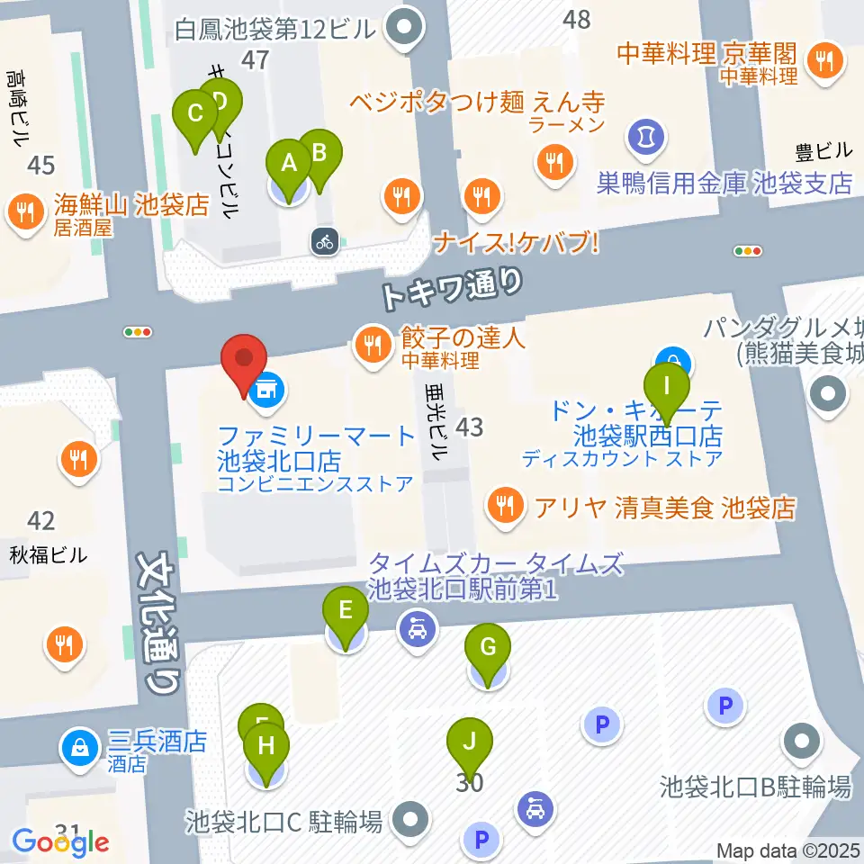 ゲートウェイスタジオ池袋北口店周辺の駐車場・コインパーキング一覧地図