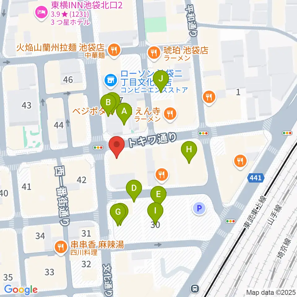ゲートウェイスタジオ池袋北口店周辺の駐車場・コインパーキング一覧地図