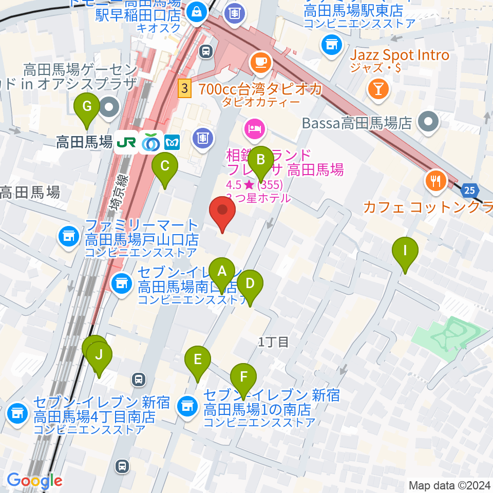 ゲートウェイスタジオ高田馬場3号店周辺の駐車場・コインパーキング一覧地図