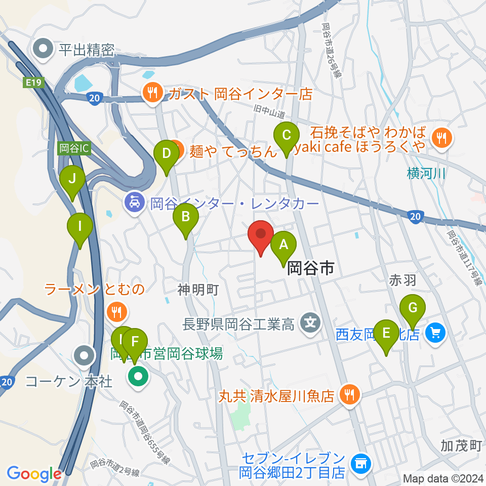 オグチ楽器 岡谷本社周辺の駐車場・コインパーキング一覧地図