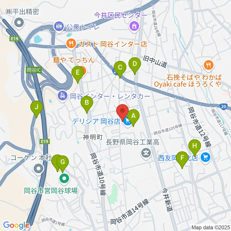オグチ楽器 岡谷本社周辺の駐車場・コインパーキング一覧地図