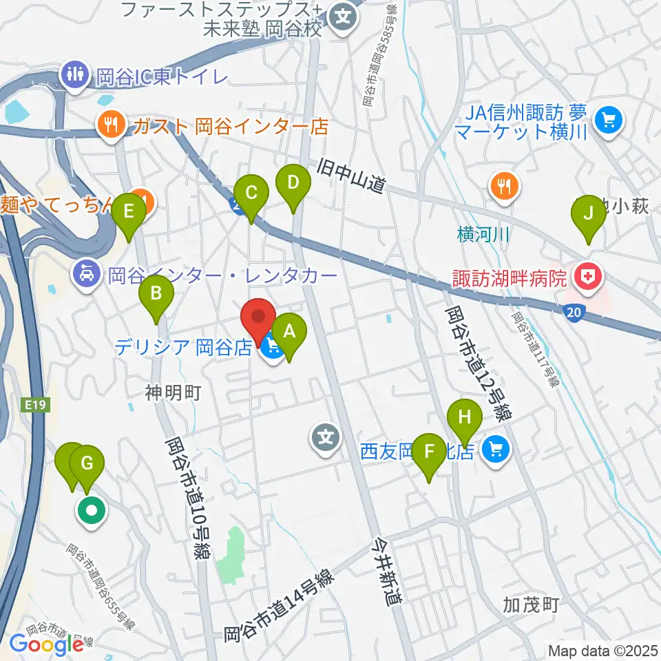 オグチ楽器 岡谷本社周辺の駐車場・コインパーキング一覧地図