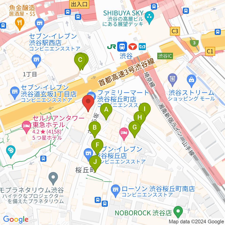 スタジオペンタ渋谷シティサイド周辺の駐車場・コインパーキング一覧地図